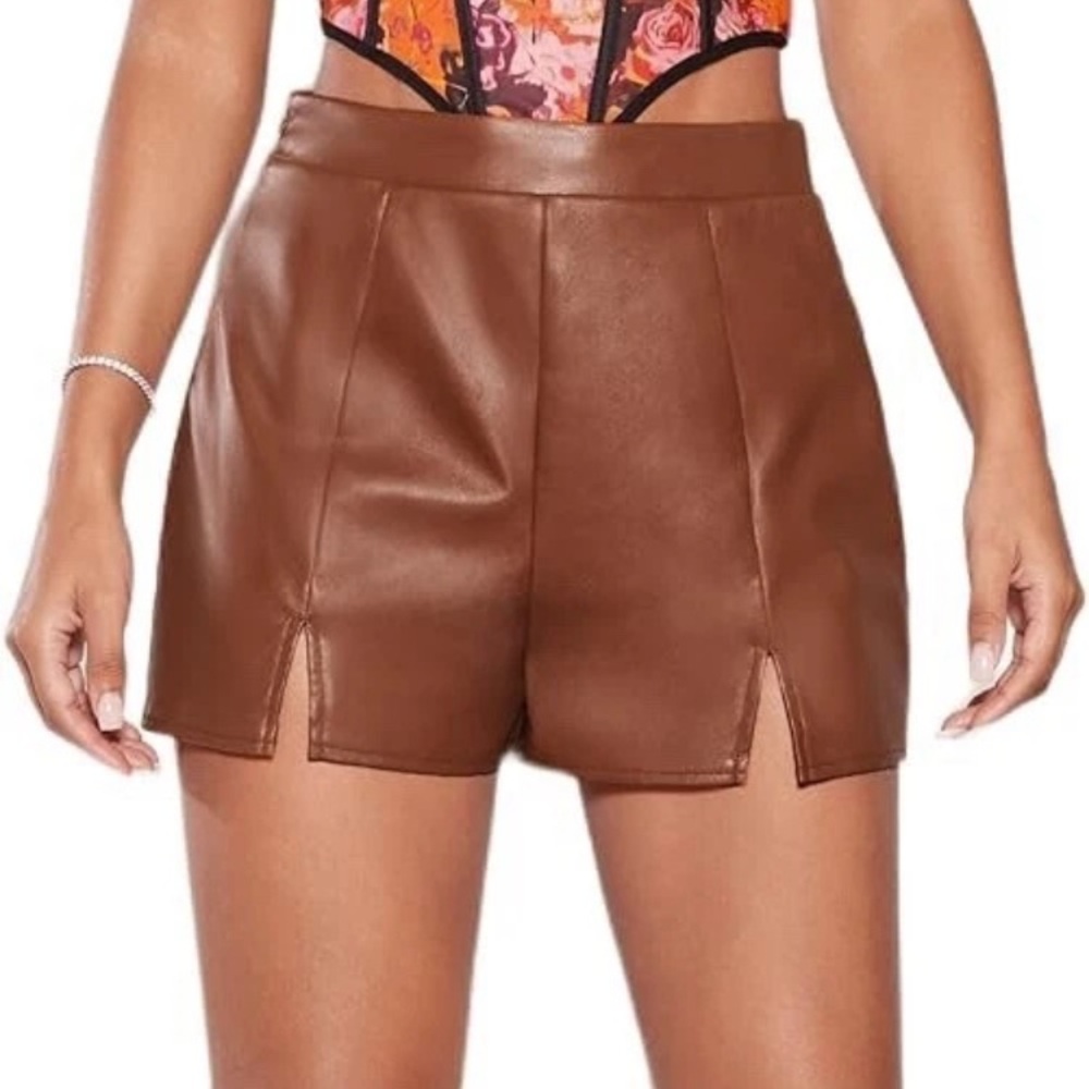 SHEIN BAE-PU Slit Hem Shorts-Women’s Size: XS-Color: Brown Oxide-NEW!!